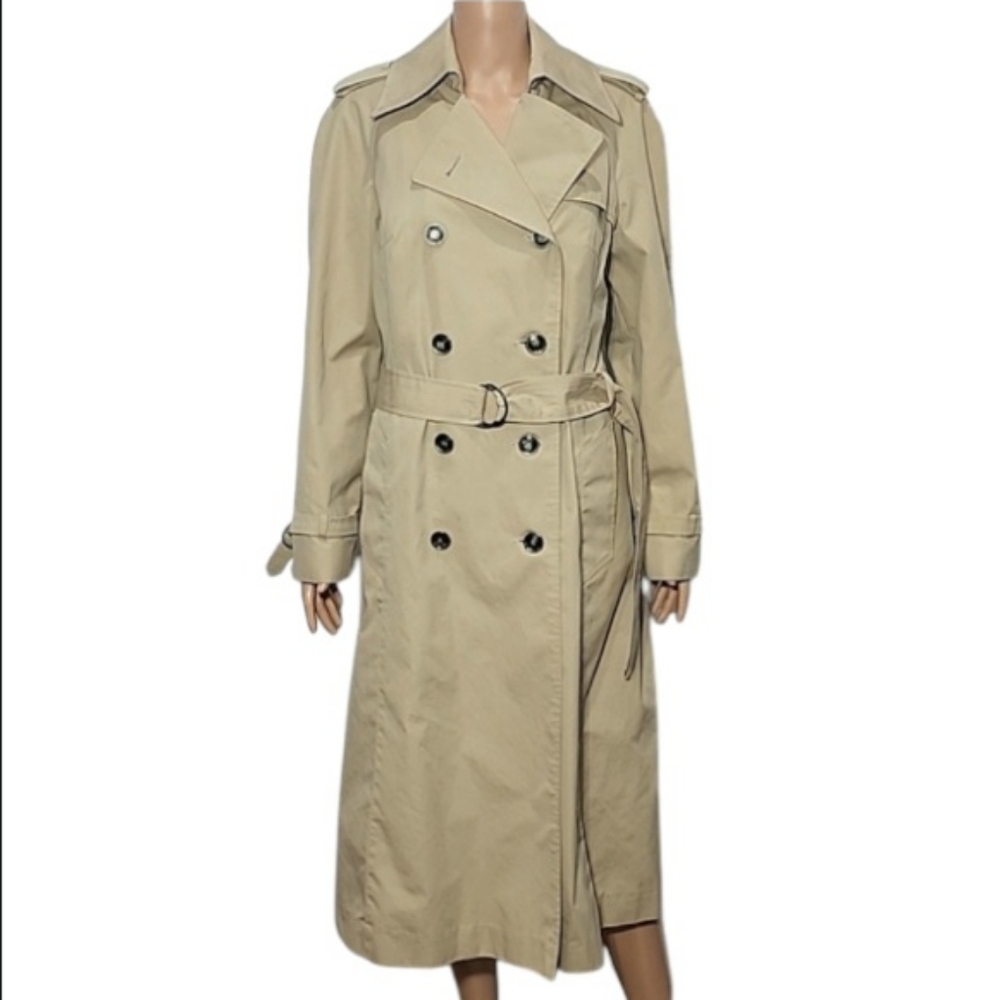 Sears Lined Women's Trench Coat‎ Jacket Long Sleeve beige/Tan Size 12